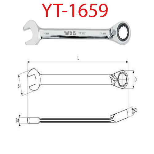 Cờ lê tự động đảo chiều có chốt khóa (mờ)16mm YATO YT-1659
