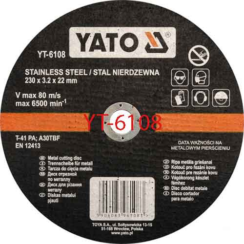 Đĩa cắt inox 230X3.2X22mm YATO YT-6108