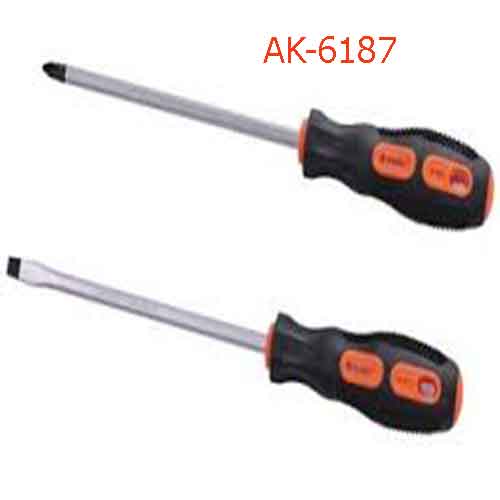 Tua vít thép cán cao su đen cam AK-6187